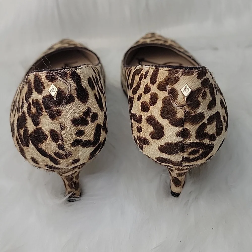 SAM EDELMAN Dori Cheetah Leopard Calf Hair Printed Office Party Kitten Heels 6.5 - Picture 4 of 13